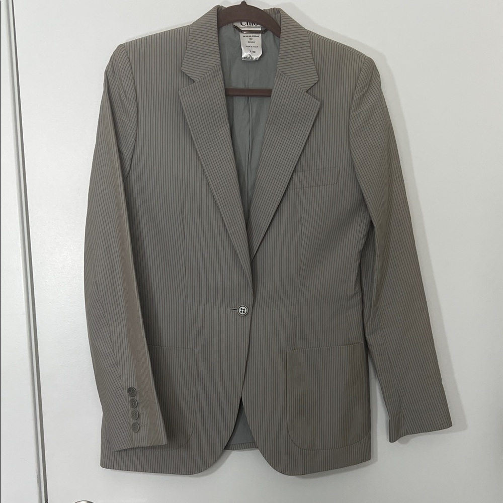 SOLD Chloe Classic Gray 100% Cotton Striped Blazer